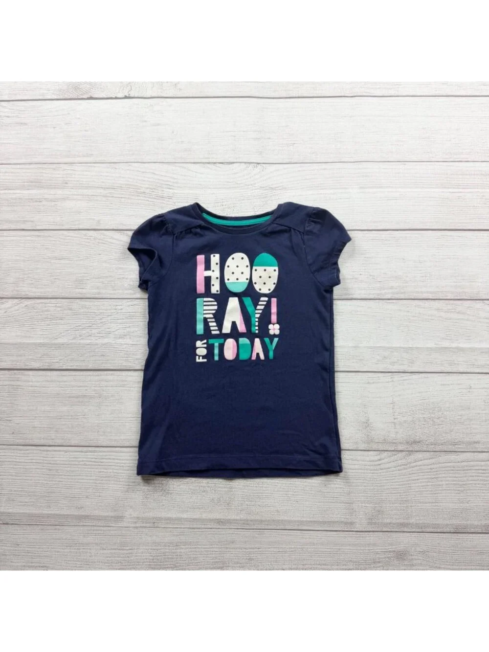 Gymboree Girls Navy Hooray For Today Graphic Tee 6